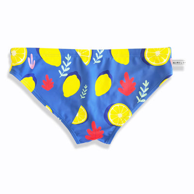 blue and lemon brief swimwear